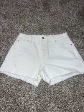 Goldie Blues White Distressed Denim Shorts - Women's High-Rise Summer Style